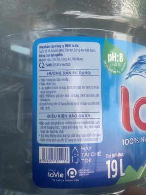 Nước Khoáng Lavie 19L bình úp 7 nhãn hướng dẫn sử dụng và điều kiện bảo quản nước lavie
