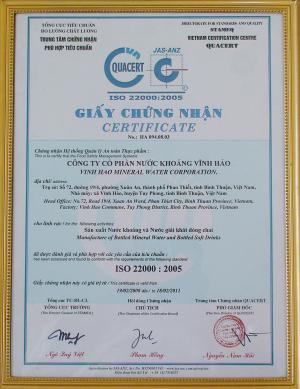 Giao nước khoáng Vĩnh Hảo quận 7 TẬN NƠI, GIÁ TỐT 4 Giấy chứng nhận chất lượng của Vĩnh Hảo