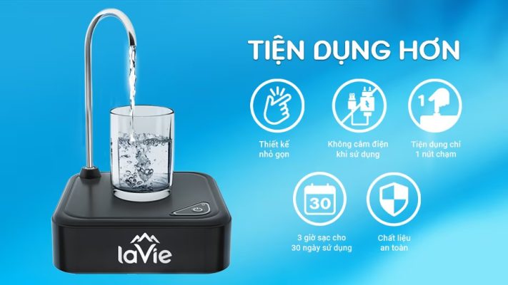 Thiết bị hút nước LaVie Black Advance 1 Tiện dụng khi dùng kèm với bình nước 20l không vòi