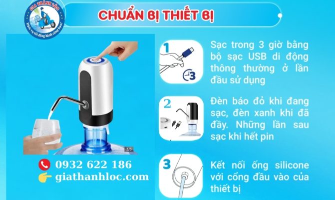 Chuẩn bị thiết bị hút nước trước khi sử dụng