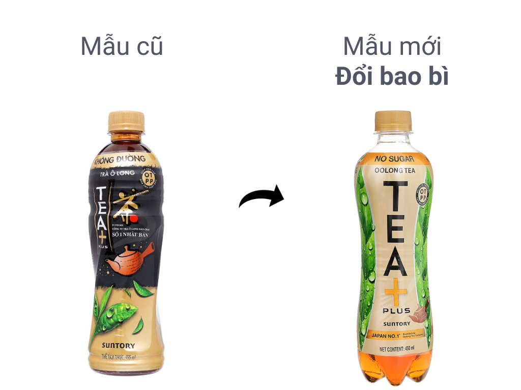 Trà ô long tea plus 455ml không đường hình ảnh mẫu chai mới trà ô long 45a5ml không đường