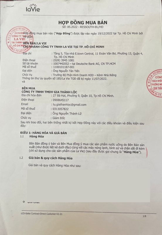 Hợp đồng LaVie với Gia Thành Lộc