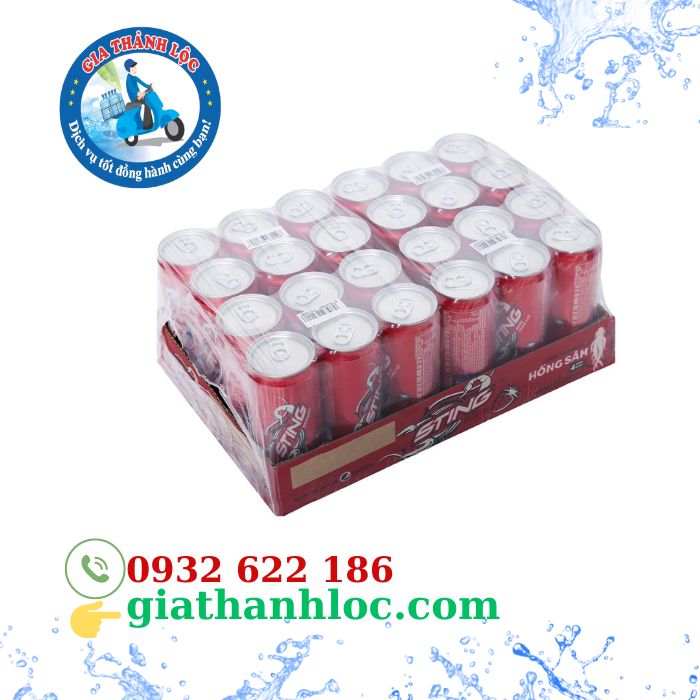 thùng nước tăng lực sting dâu lon 320ml thùng nước tăng lực sting dâu lon 320ml