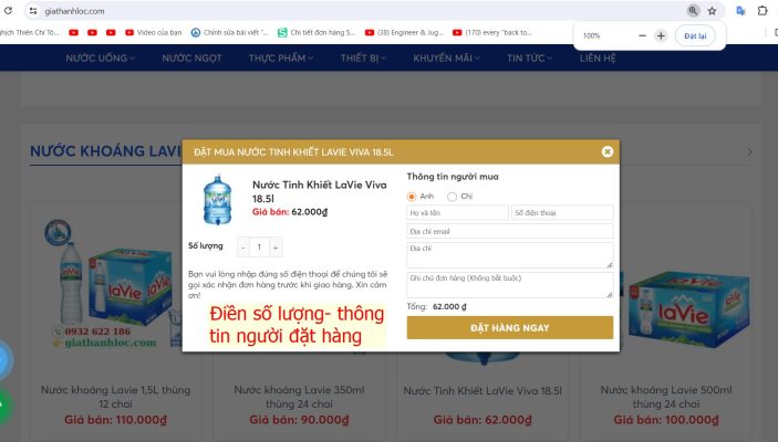 Các hình thức mua hàng 4 Điền thông tin và số lượng