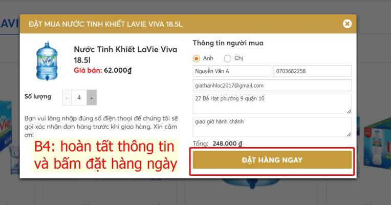 Các hình thức mua hàng 5 Chọn bấm nút đặt hàng ngay