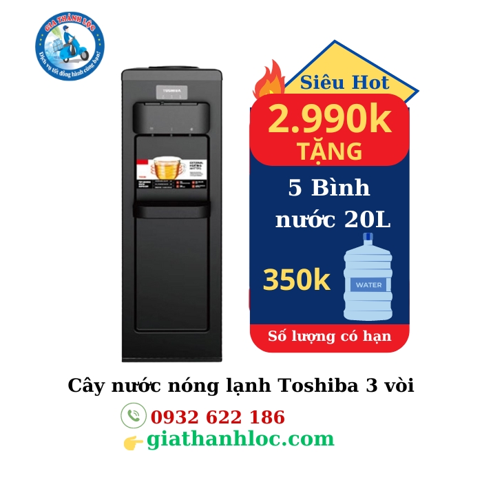 Cây nước nóng lạnh Toshiba 3 vò hình 1i cây nước nóng lạnh toshiba rwf w1917tv