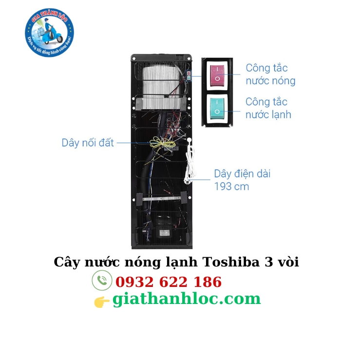 Cây nước nóng lạnh Toshiba RWF W1917TV 650W 2 Công tắc nóng lạnh riêng biệt của Toshiba
